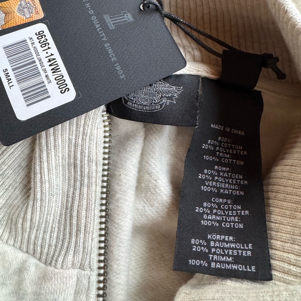 NWT Harley-Davidson Off-White/Gray Zip Sweater Jacket - Picture 5 of 5